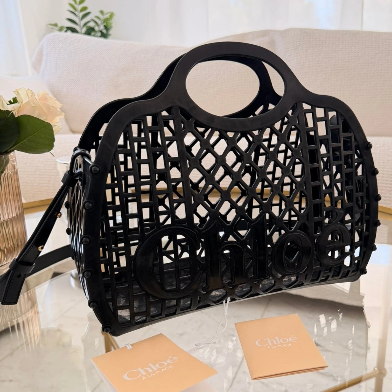 Chloé | Cage logo-detail basket black tote bag