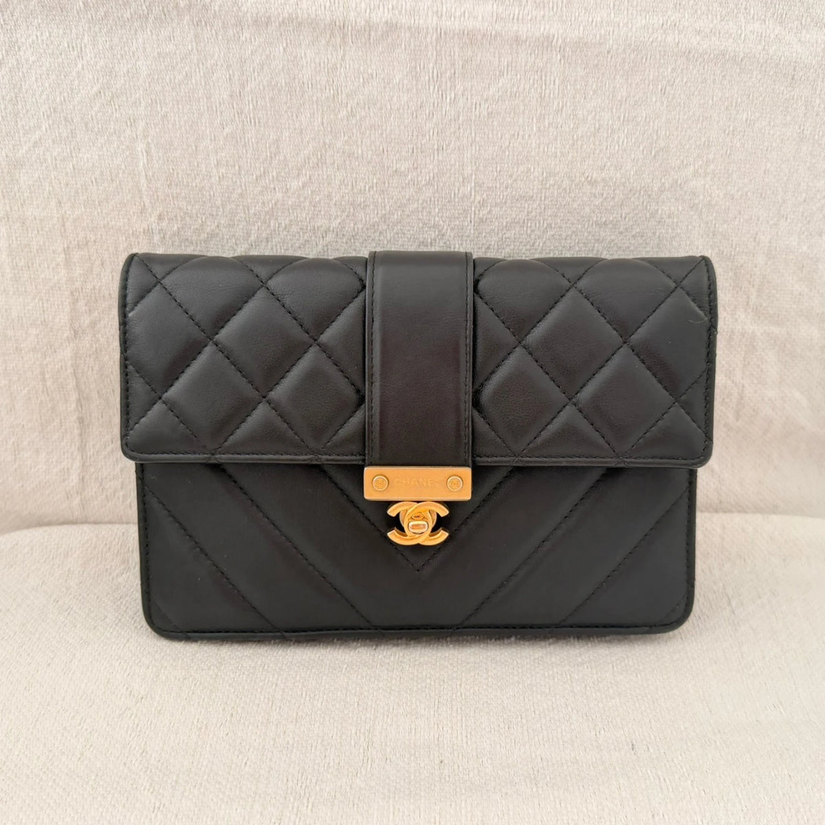 Chanel Quilt Golden Class Wallet On Chain crossbody bag, gold hardware available in Cyprus.