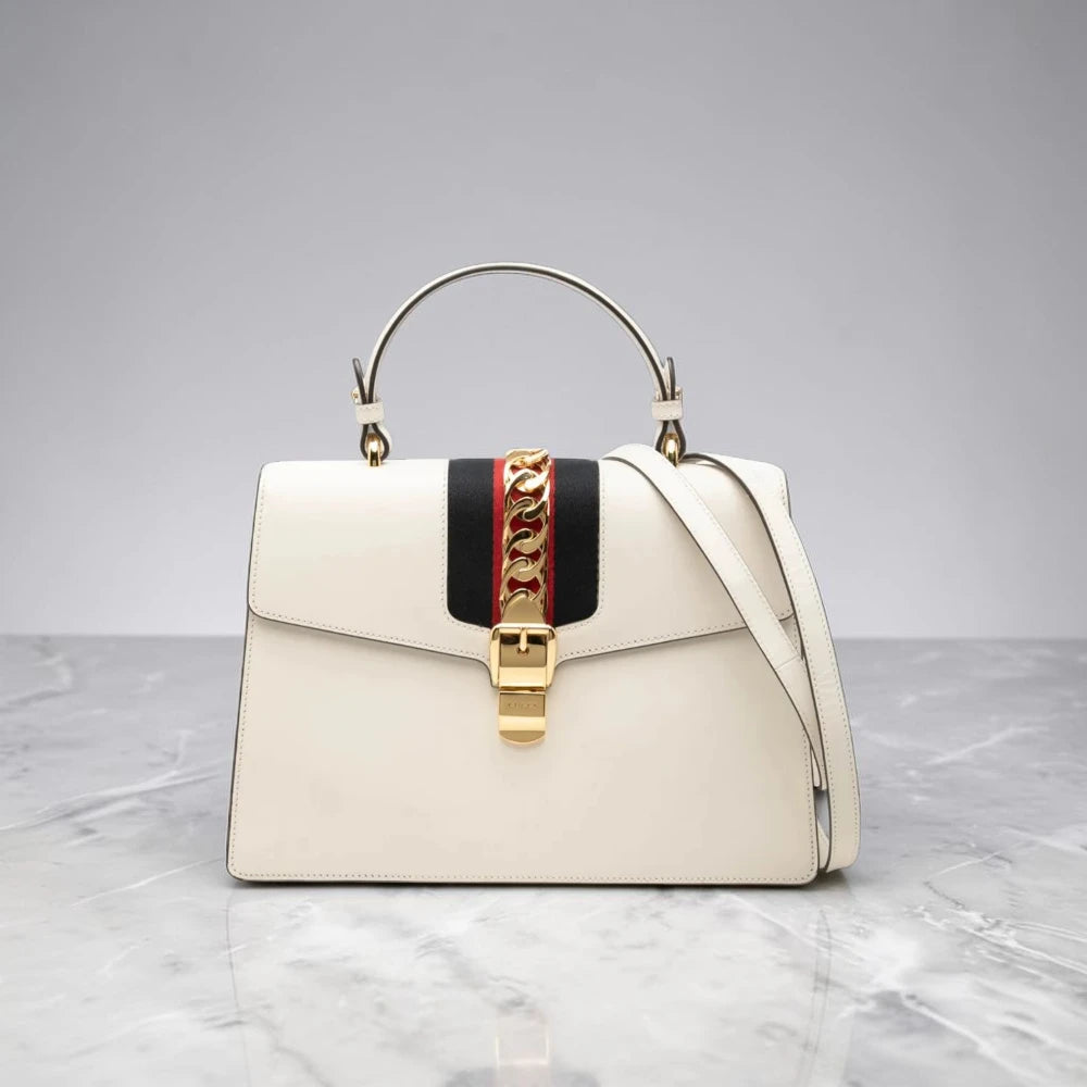 Gucci | Medium Calfskin Web Sylvie Top Handle Bag satchel