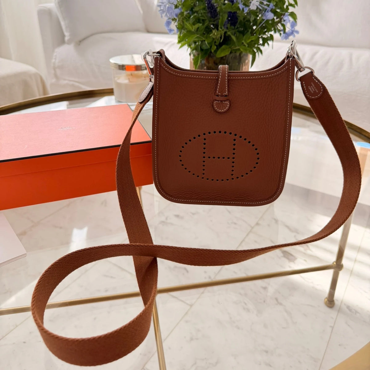 Hermès 2024 Evelyne 16 crossbody bag in Clemence leather, perforated H logo, with a crossbody strap, available in Cyprus at HOUSE of MICY