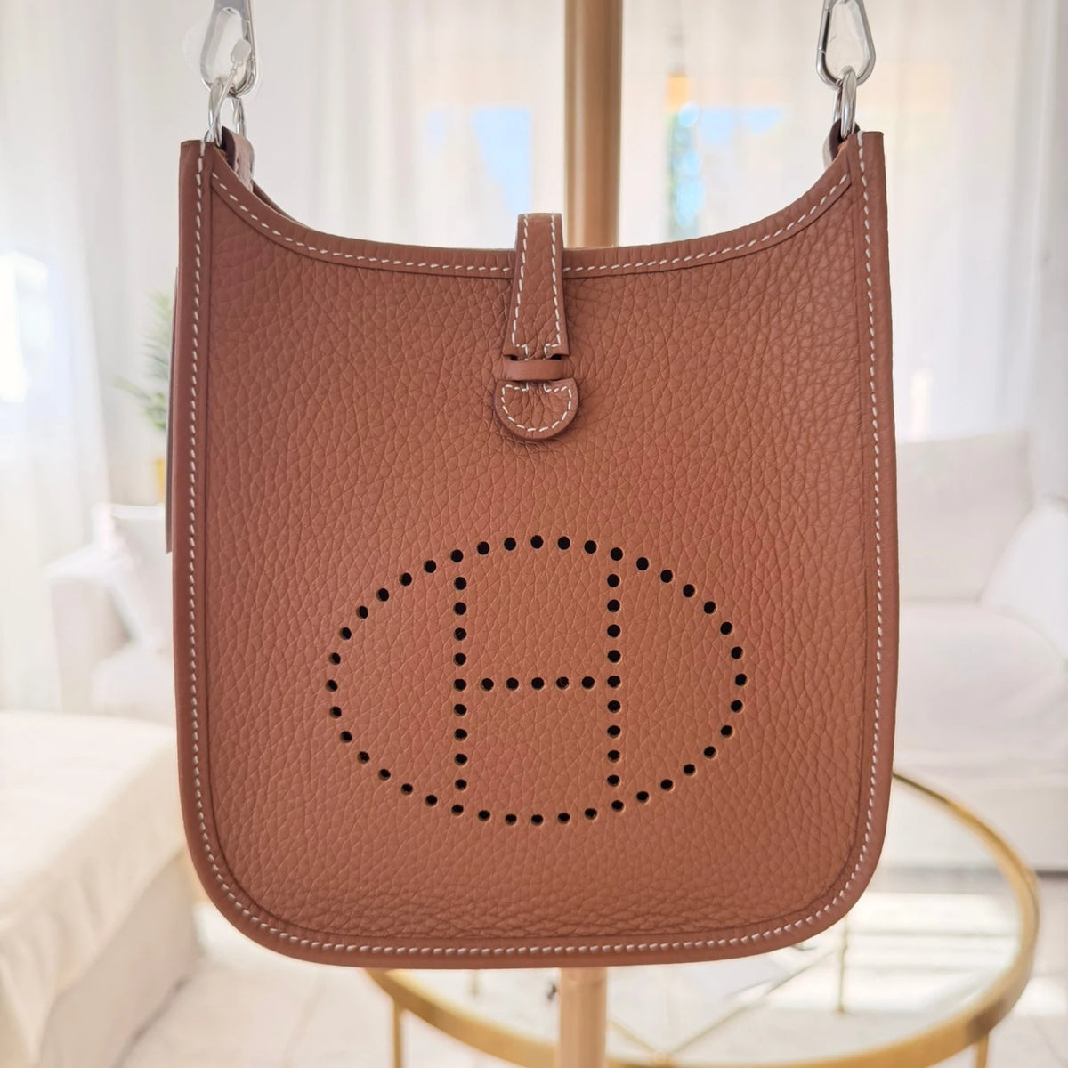 Hermès 2024 Evelyne 16 crossbody bag in Clemence leather, perforated H logo, with a crossbody strap, original dust bags and a original box, available in Cyprus at HOUSE of MICY