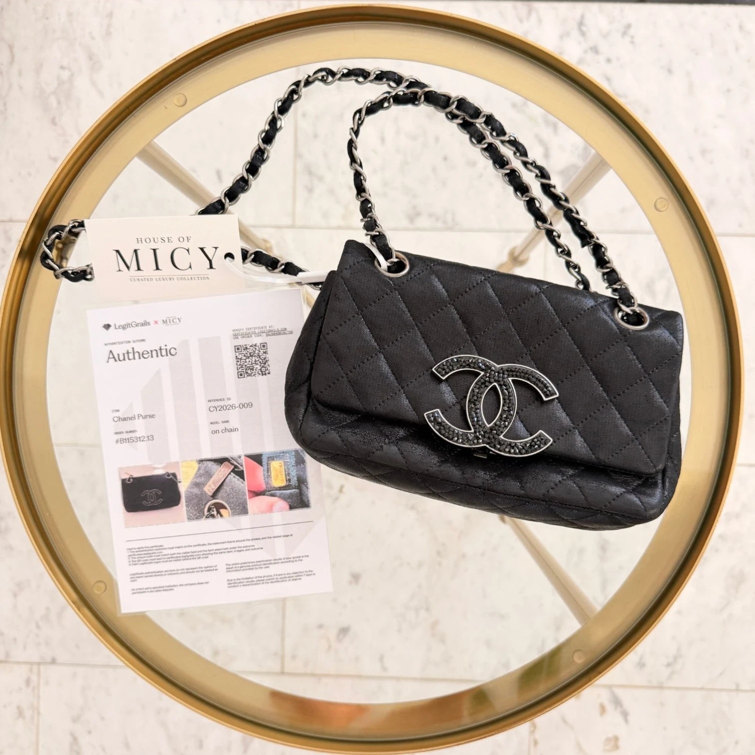Chanel  | Iridescent Caviar Crystal CC Wallet On Chain crossbody bag