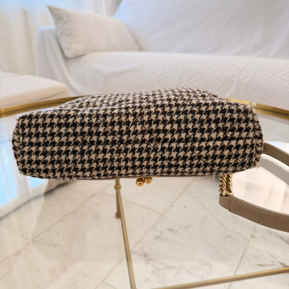 Chanel | 2015-2016 Medium Chanel Tabatière Tweed & Calfskin Kisslock Crossbody Bag