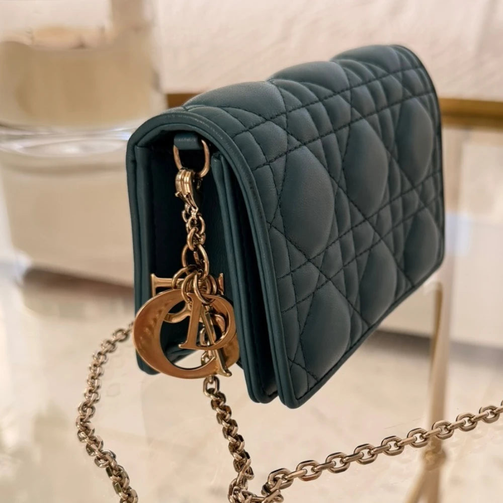 Dior | Lambskin Cannage Waist Pouch on Chain Crossbody Bag