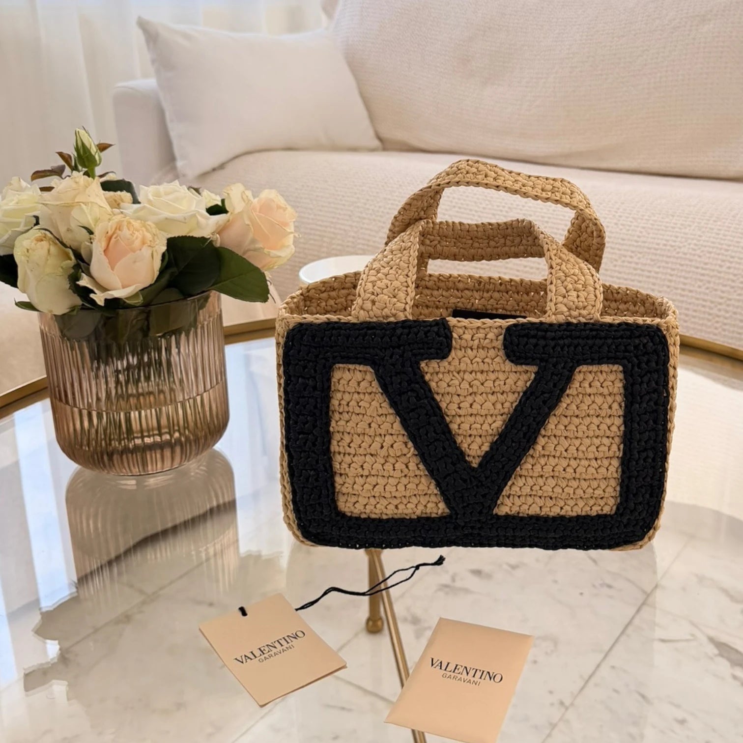 Valentino Garavani  | Viva Superstar small raffia tote bag