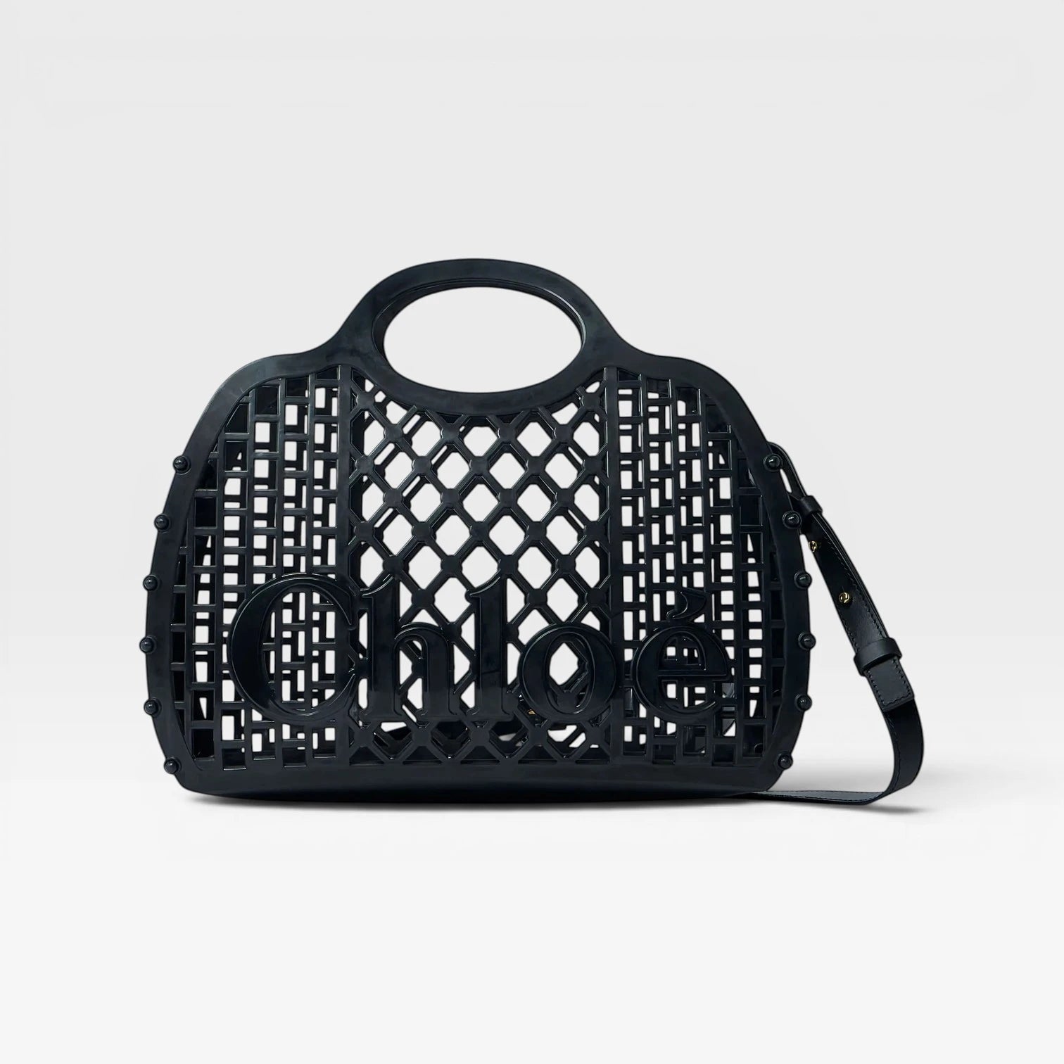 Chloé  | Cage logo-detail basket black tote bag