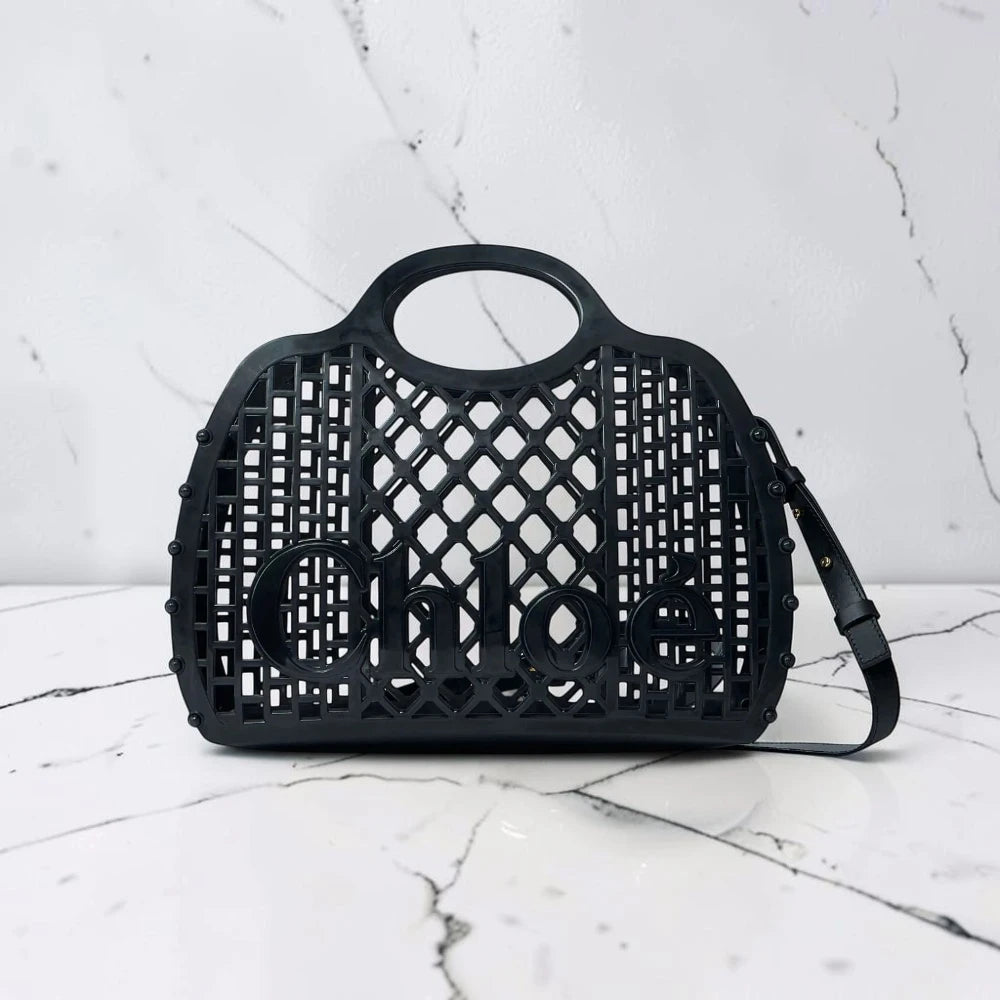 Chloé  | Cage logo-detail basket black tote bag