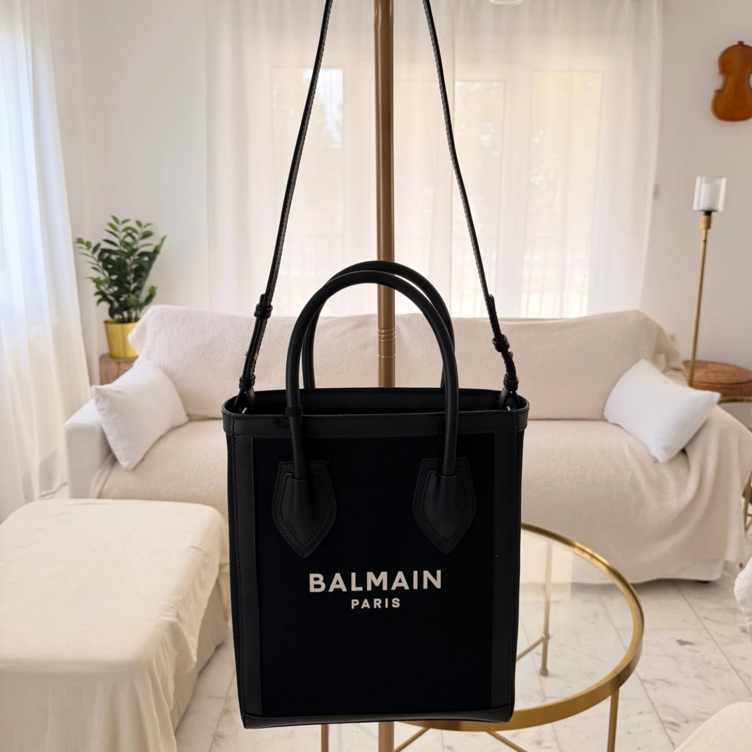 Balmain  | Leather-trimmed canvas tote bag
