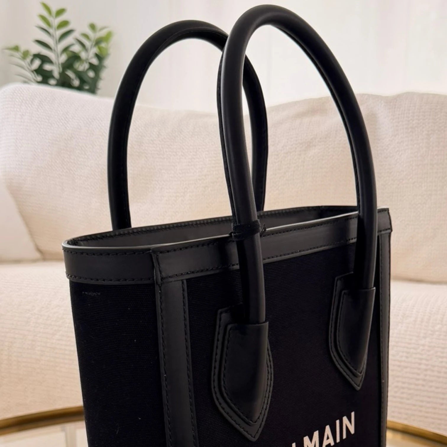 Balmain  | Leather-trimmed canvas tote bag