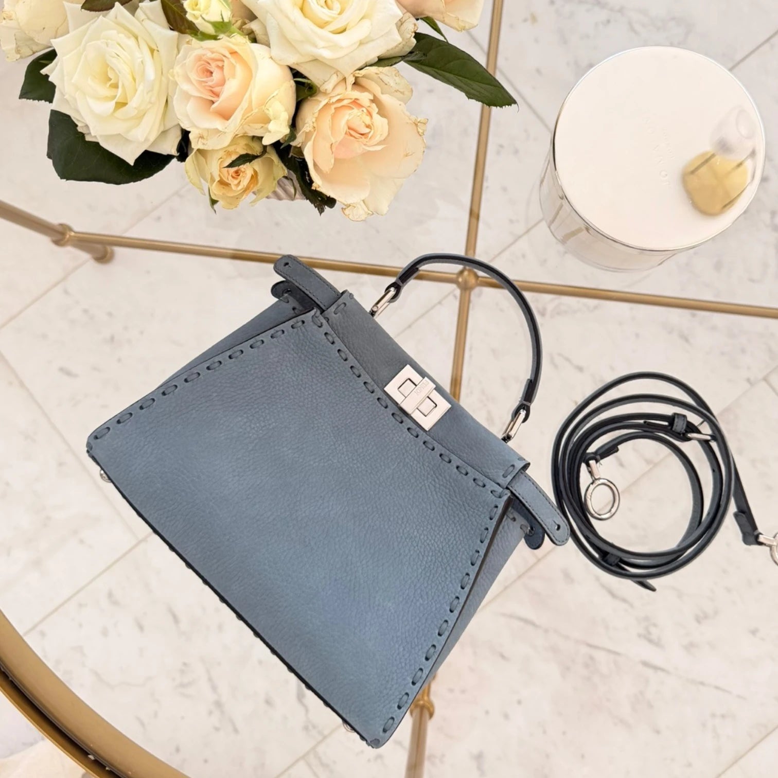 Fendi Mini Peekaboo tote bag, structured leather with double clasp available in Cyprus at HOUSE of MICY