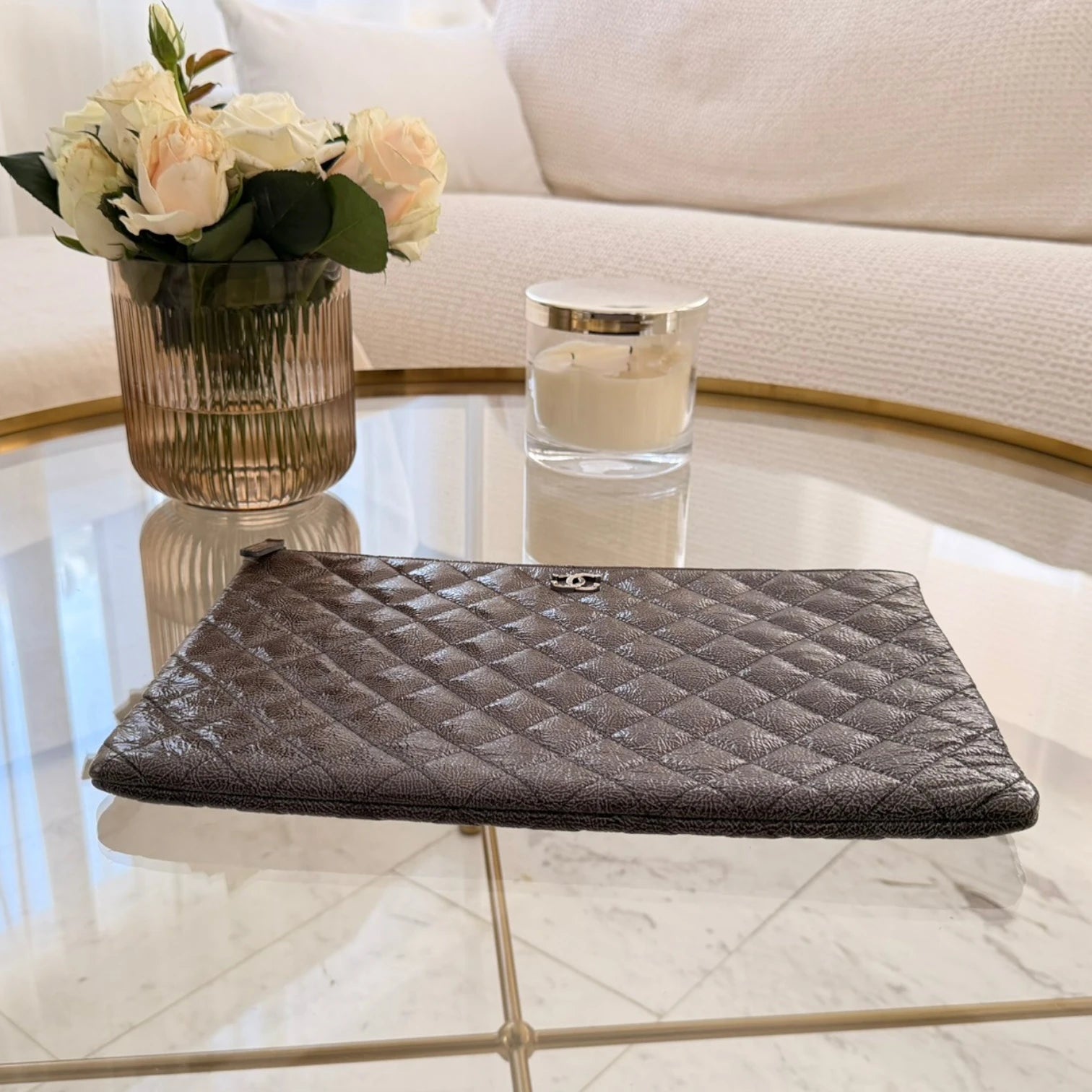 Chanel  | Large Crinkled Patent O Case clutch bag