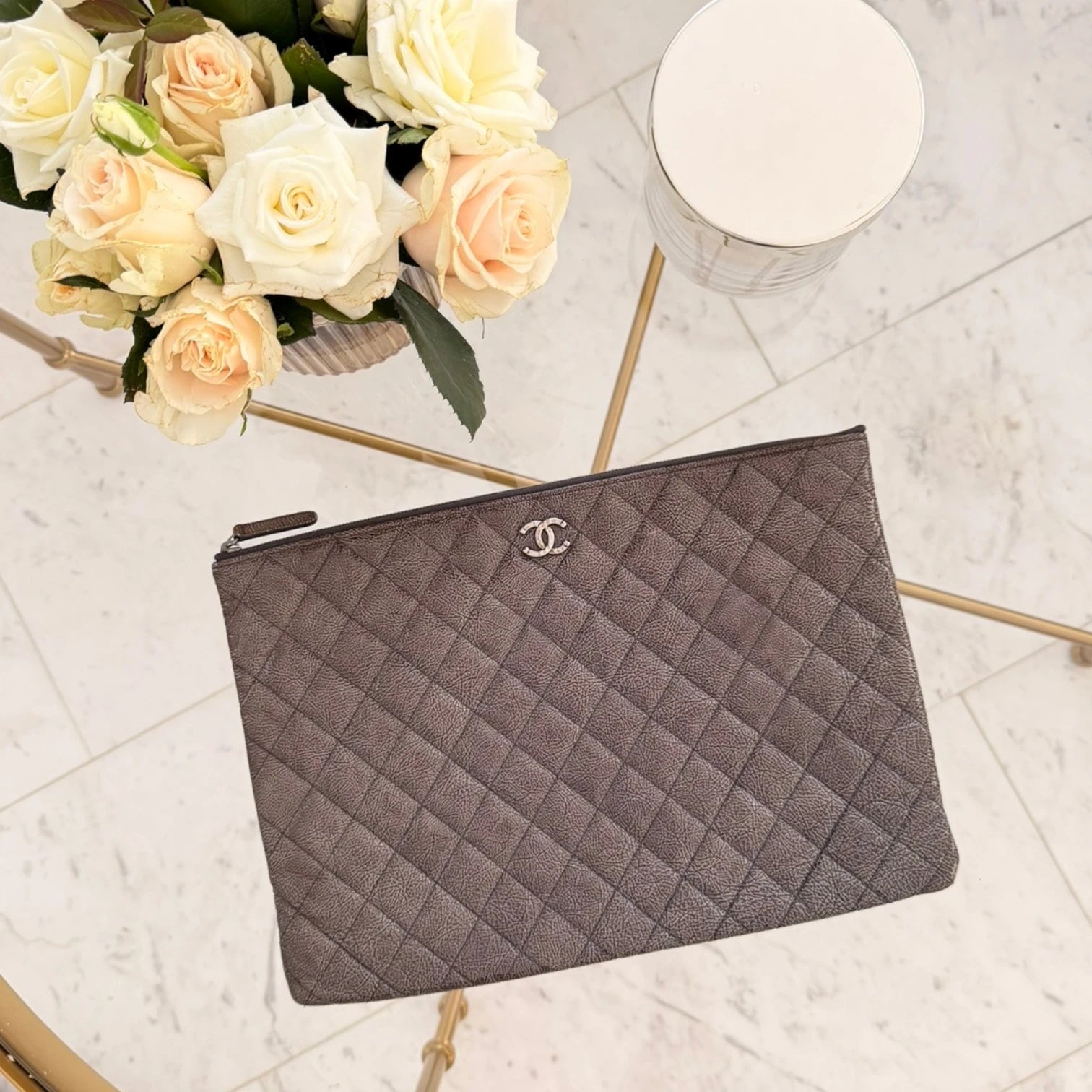 Chanel  | Large Crinkled Patent O Case clutch bag