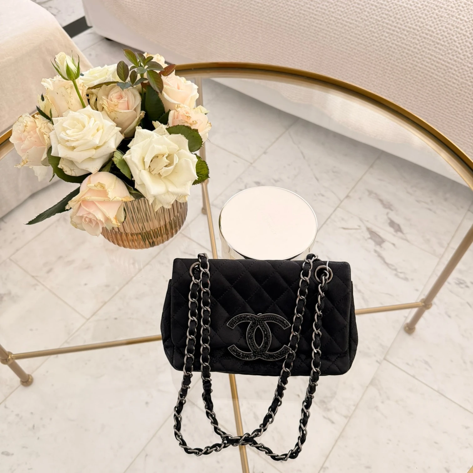 Chanel iridescent caviar crystal CC Wallet On Chain crossbody, silver hardware available in Cyprus at HOUSE of MICY