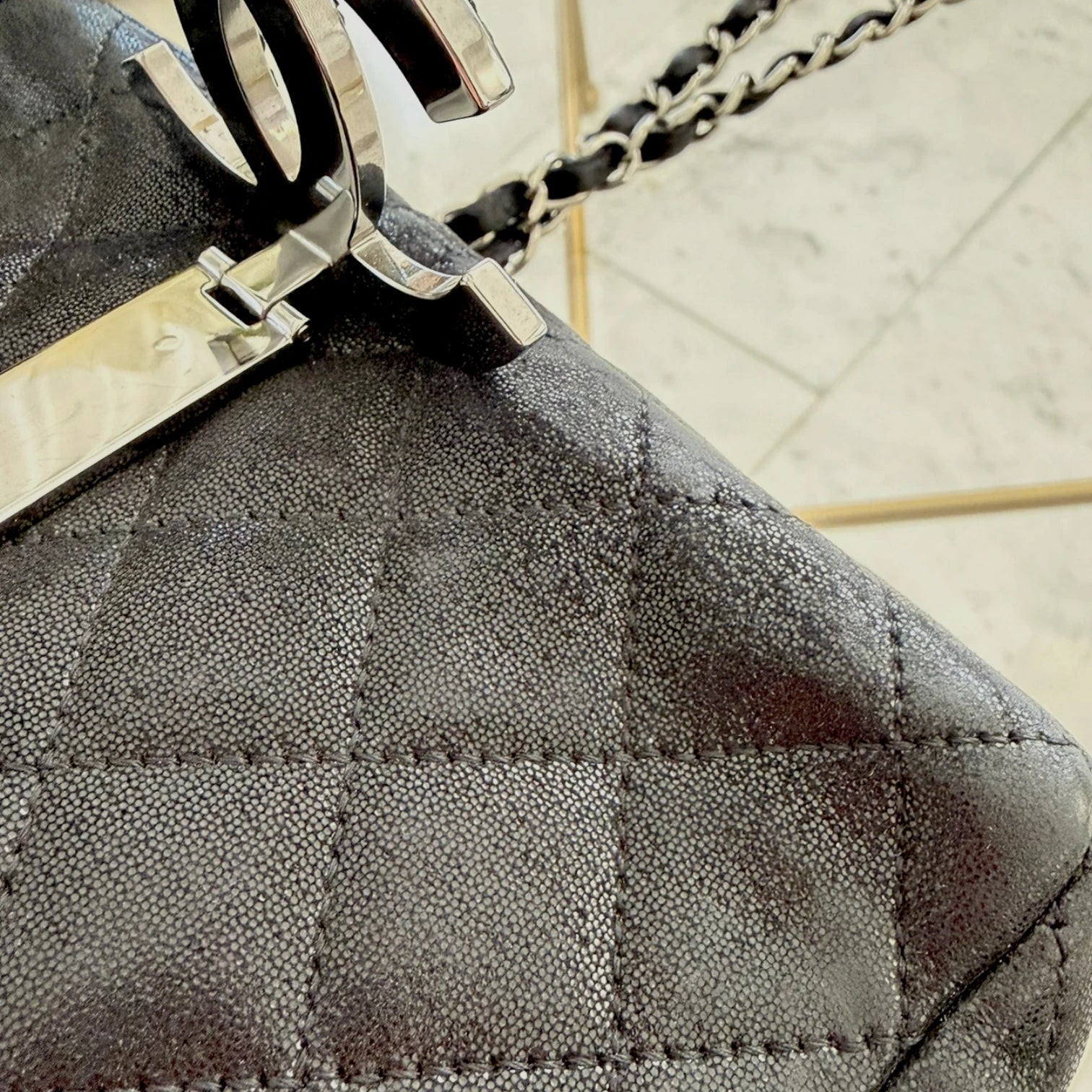 Wear of the Chanel iridescent caviar crystal CC Wallet On Chain crossbody, silver hardware available in Cyprus at HOUSE of MICY