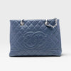 Chanel Caviar Grand Shopping Tote bag, blue caviar leather, silver hardware available in Cyprus at HOUSE of MICY