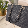 Chanel Caviar Grand Shopping Tote bag, blue caviar leather, silver hardware available in Cyprus at HOUSE of MICY