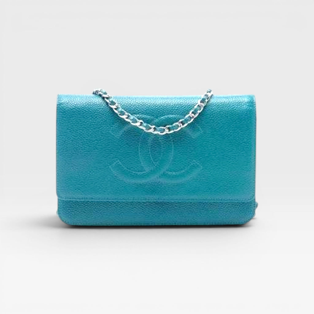 Chanel CC Caviar Wallet On Chain crossbody bag, turquoise caviar leather available in Cyprus 