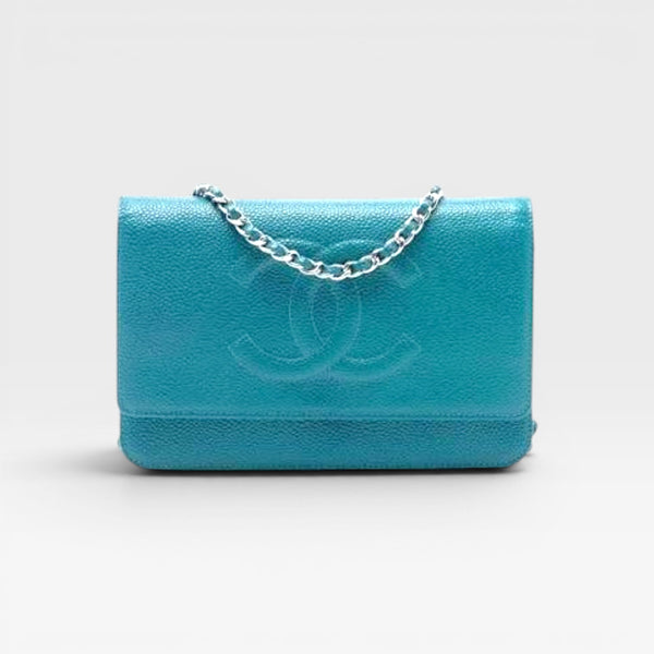 Chanel CC Caviar Wallet On Chain crossbody bag, turquoise caviar leather available in Cyprus 