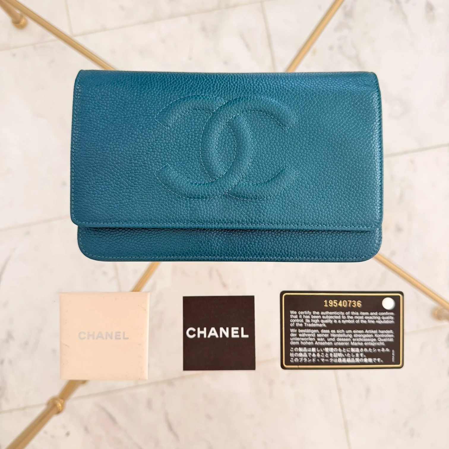 Chanel CC Caviar Wallet On Chain WOC crossbody bag, turquoise caviar leather with authenticity card  available in Cyprus 