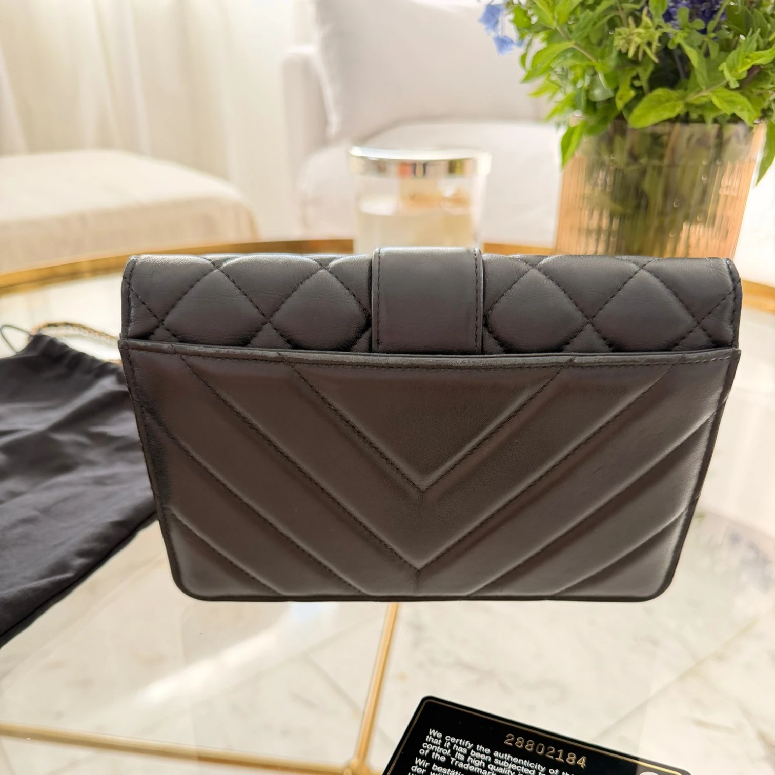 Chanel Quilt Golden Class Wallet On Chain crossbody bag, gold hardware with certificate and dust bag available in Cyprus.