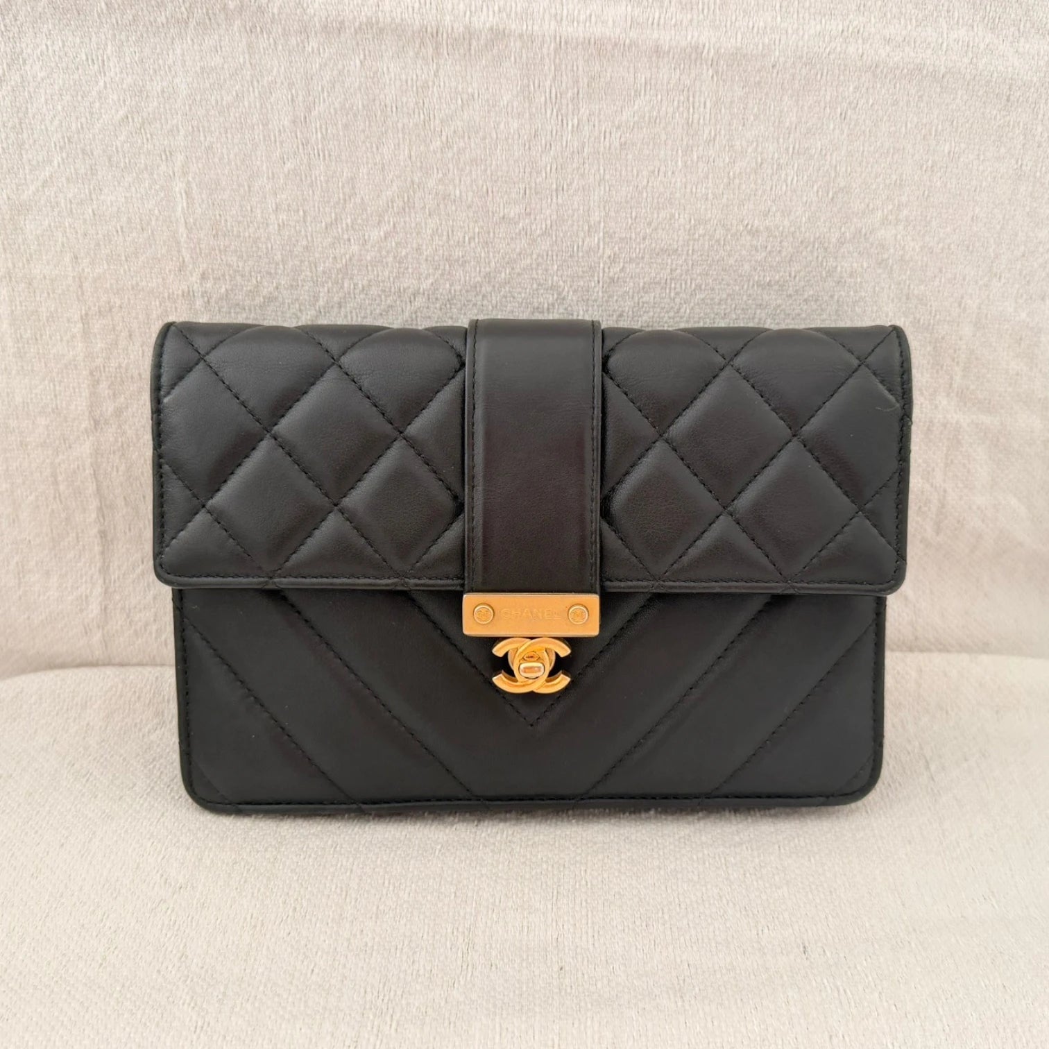 Chanel Quilt Golden Class Wallet On Chain crossbody bag, gold hardware available in Cyprus.