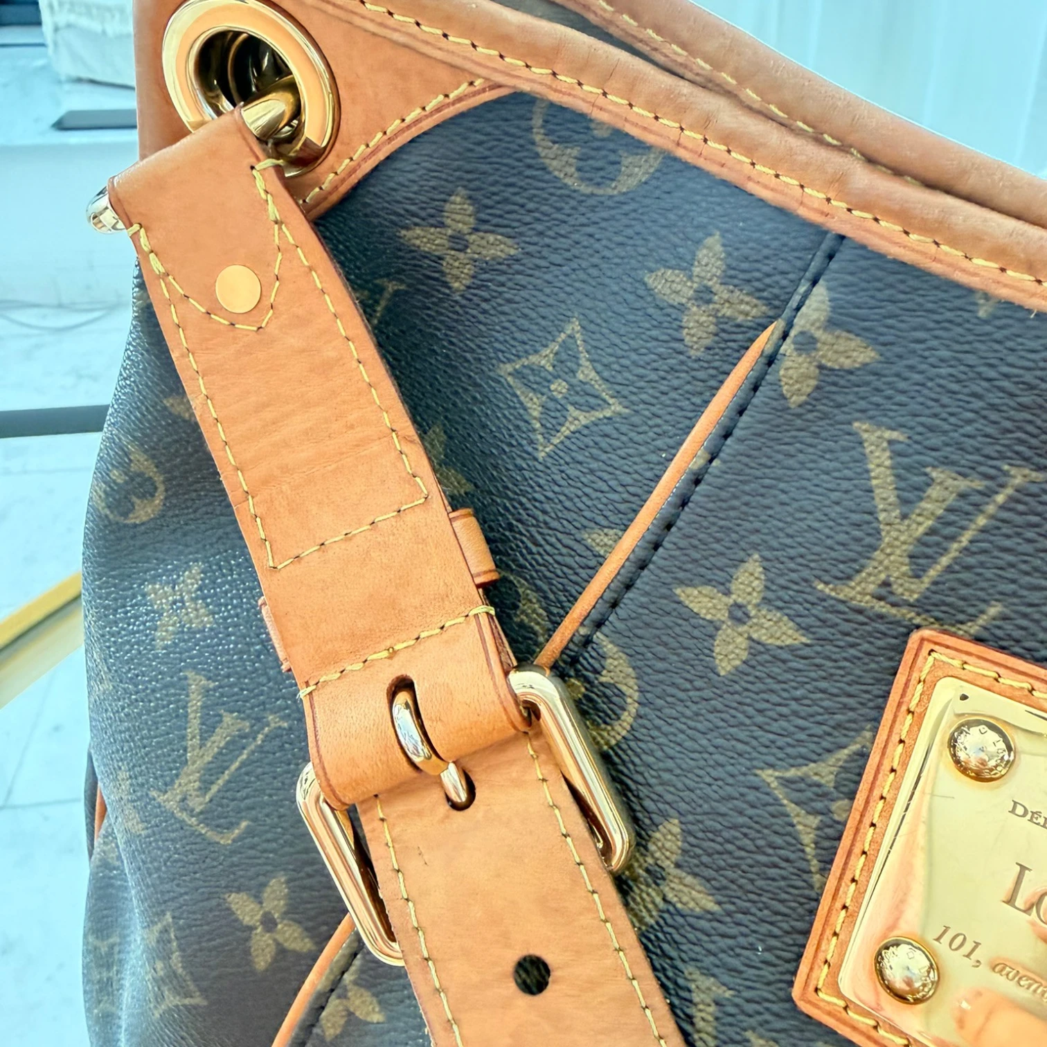 Detailed shot: Louis Vuitton Galliera PM Monogram tote bag available in Cyprus