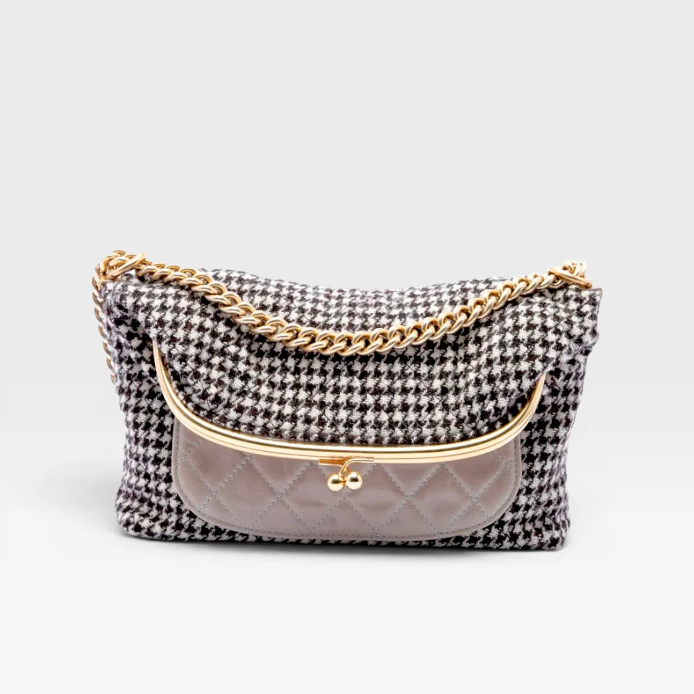 Chanel | 2015-2016 Medium Chanel Tabatière Tweed & Calfskin Kisslock Crossbody Bag