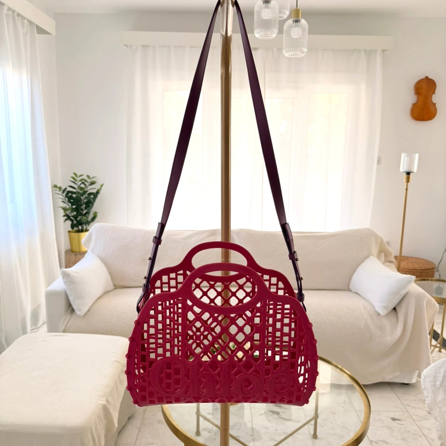 Chloé  | Cage logo-detail basket fuchsia pink tote bag