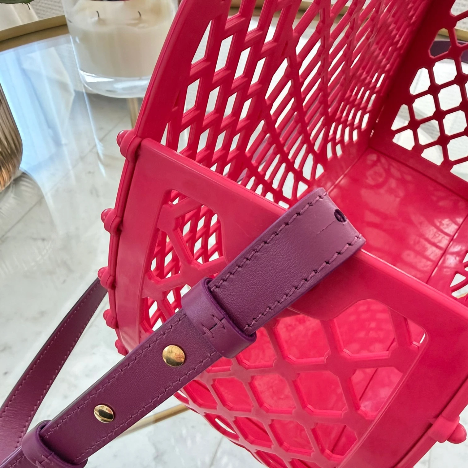 Chloé  | Cage logo-detail basket fuchsia pink tote bag
