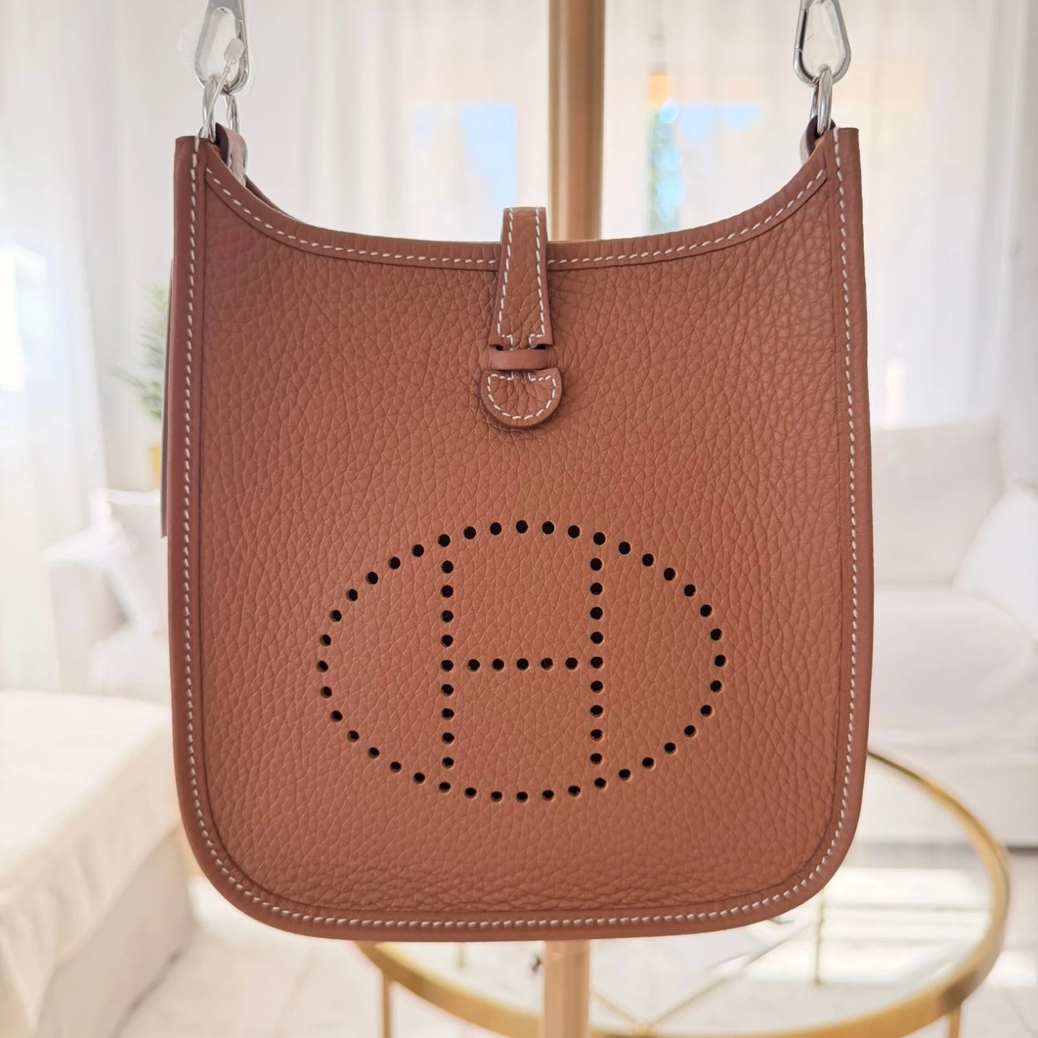 Hermès 2024 Evelyne 16 crossbody bag in Clemence leather, perforated H logo, with a crossbody strap, original dust bags and a original box, available in Cyprus at HOUSE of MICY