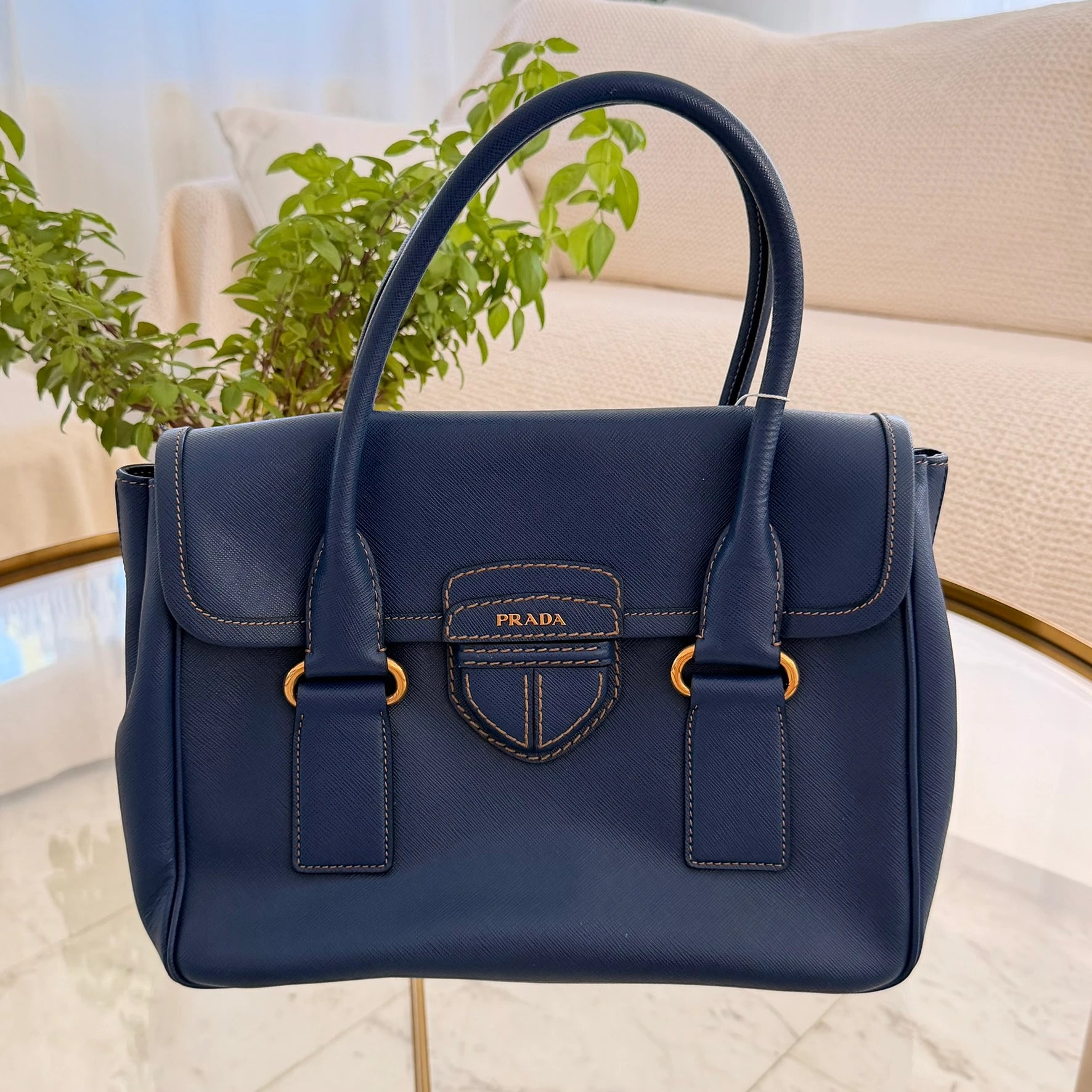 Prada | Saffiano Lux Pattina satchel Baltico