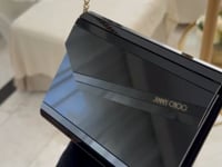Jimmy Choo Candy clutch bag, clear black PVC with chain strap available in Cyprus at HOUSE of MICY